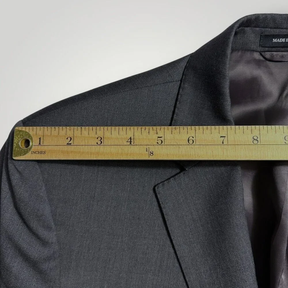 RALPH LAUREN Slim fit Mens Blazer Sport Coat 2-Button Suit Jacket 46L WOOL Gray
